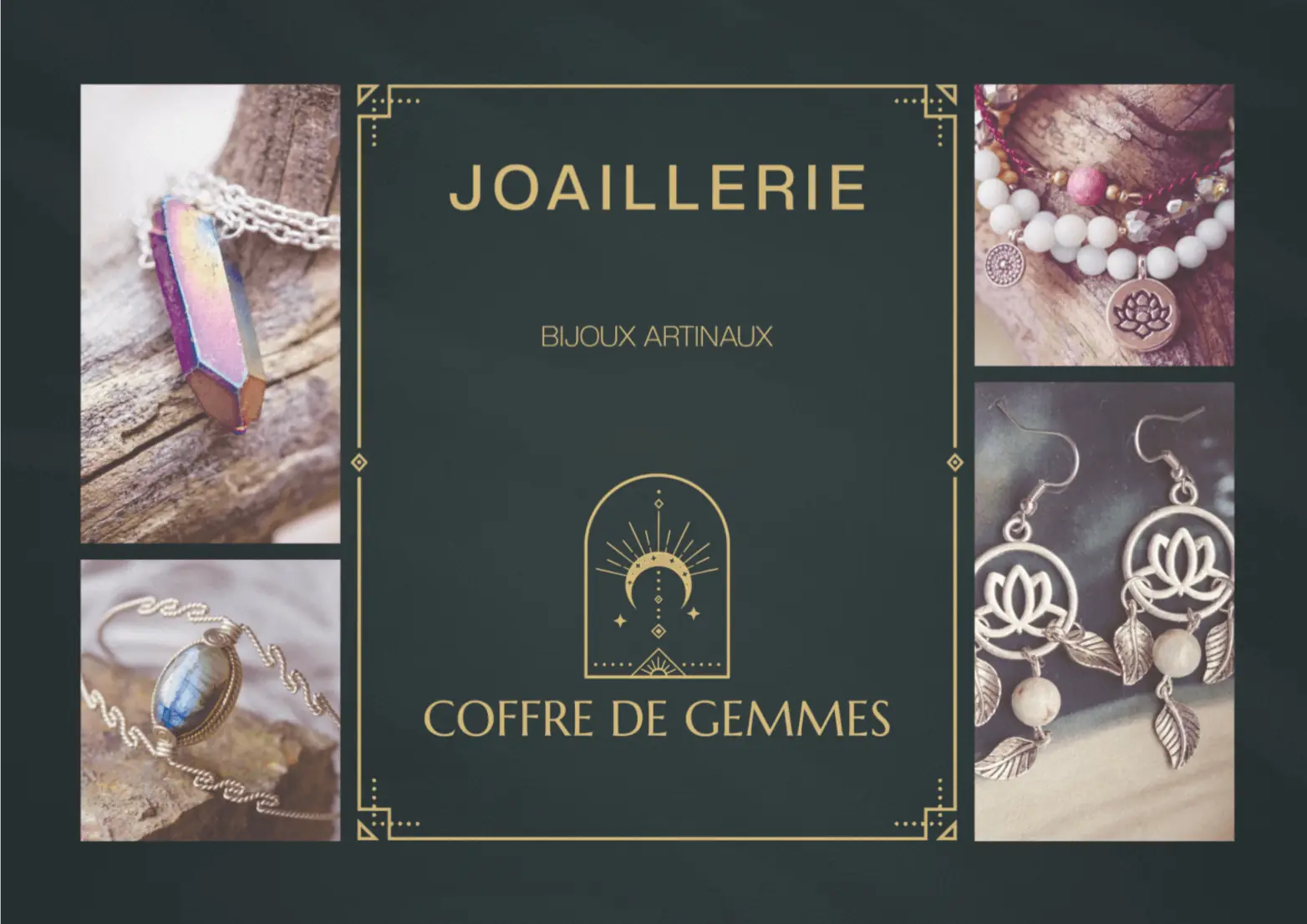 Logo de joaillerie avec une pierre précieuse et des motifs délicats.