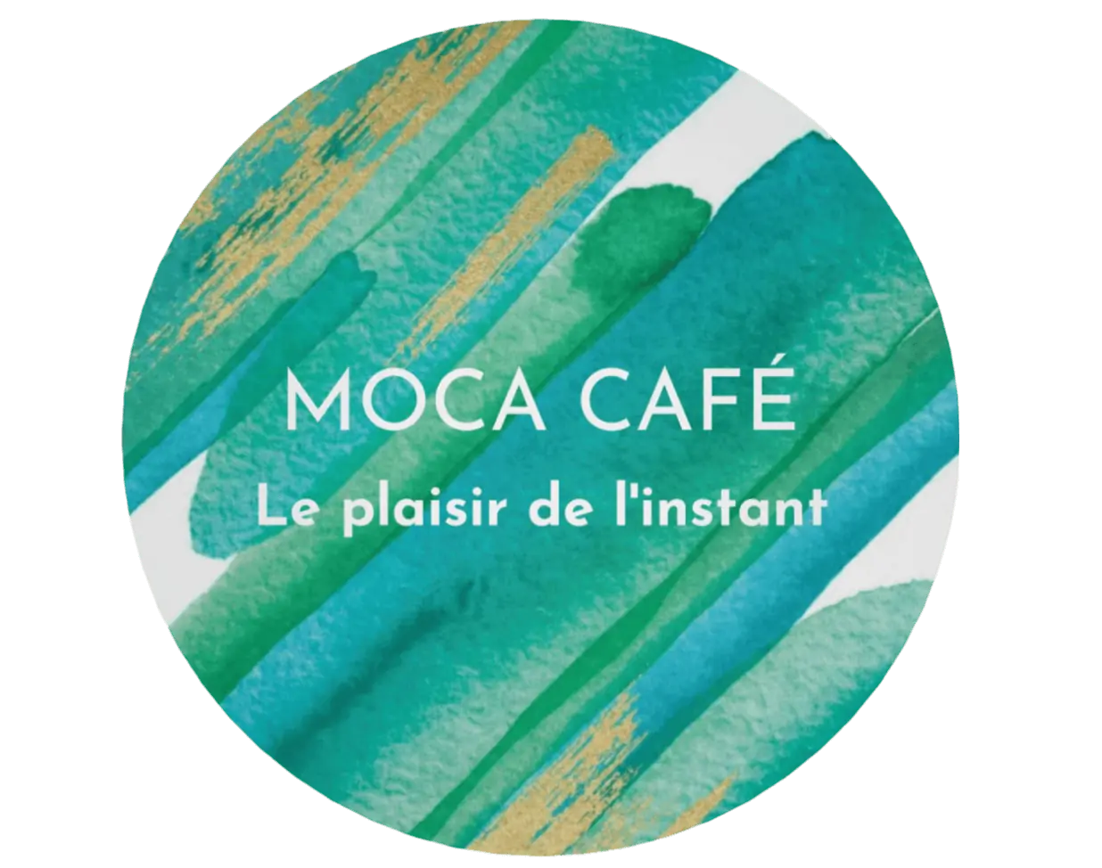 Logo de Moka, un café artisanal avec une tasse fumante et des grains de café.